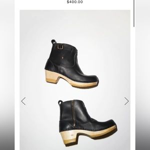 No.6 5" Leather Clog Buckle Boot on Mid Heel in Black